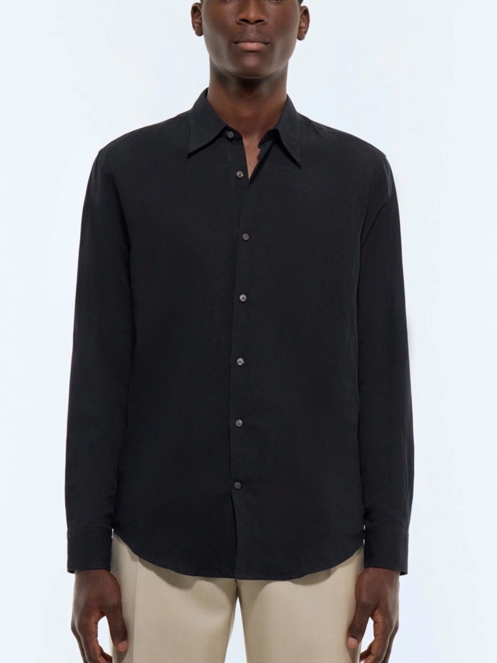 JOSEPH & LYMAN BLACK LONG SLEEVED LINEN SHIRT ROOMY FIT  ITALIAN LINEN SZ MED